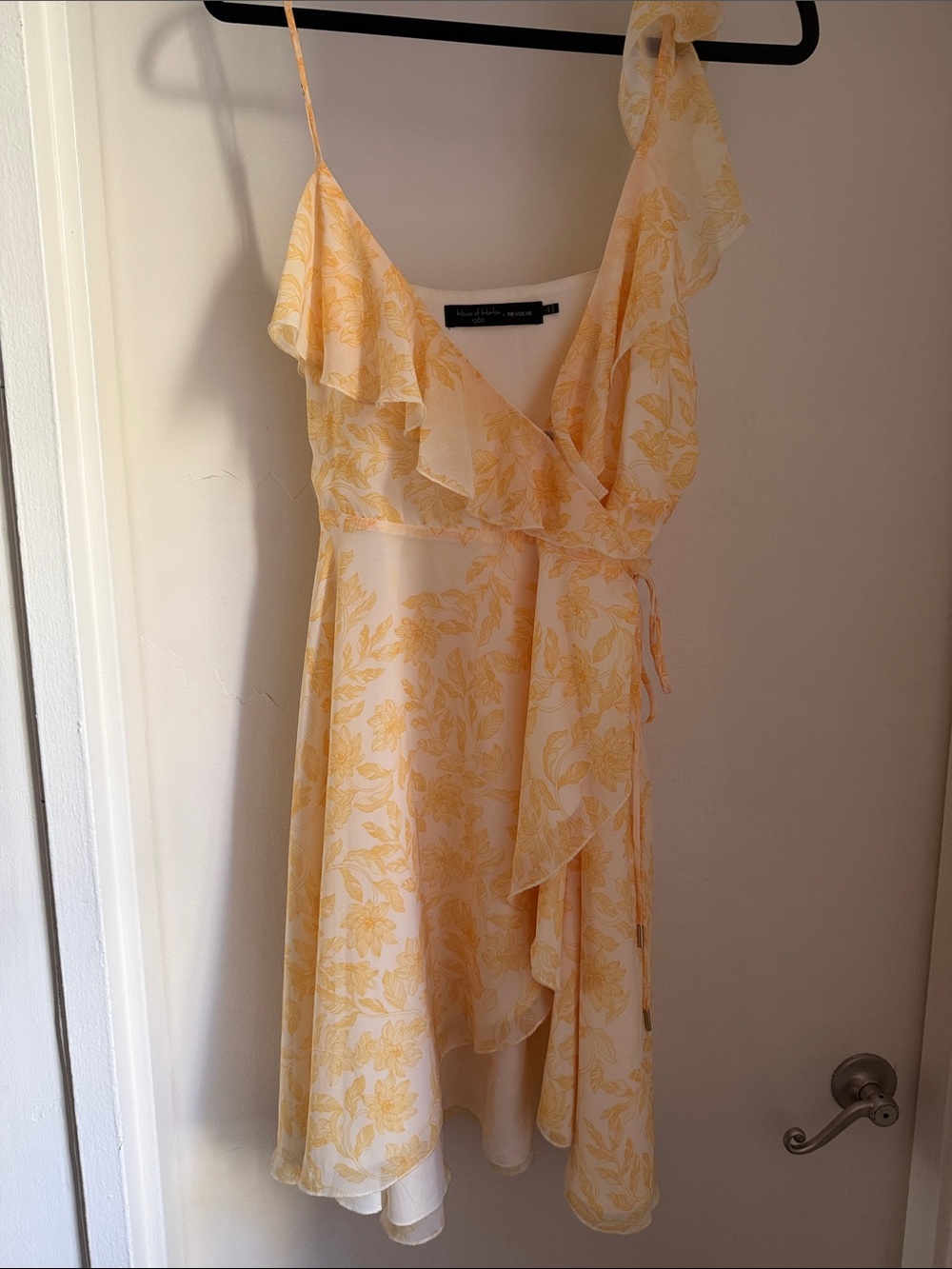 House of Harlow 1960 Yellow Floral Mini Wrap Dress
